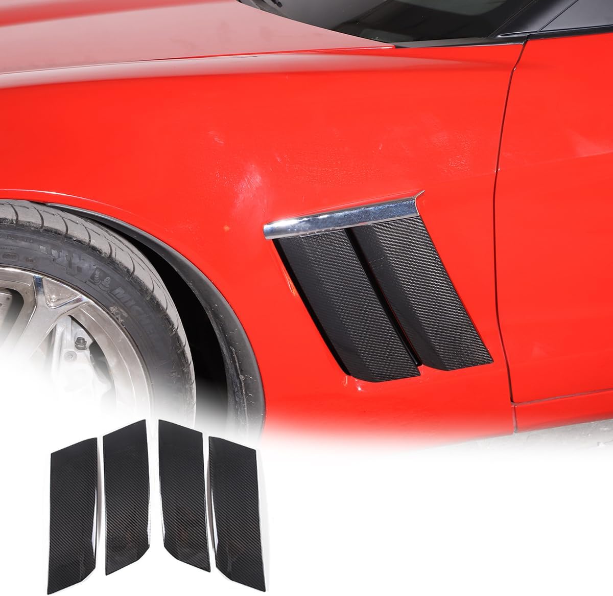 100% fibra de carbono real coche Fender lateral ventilación red de aire etiqueta para Chevrolet Corvette C6 2005-2013 puerta de coche capó flujo