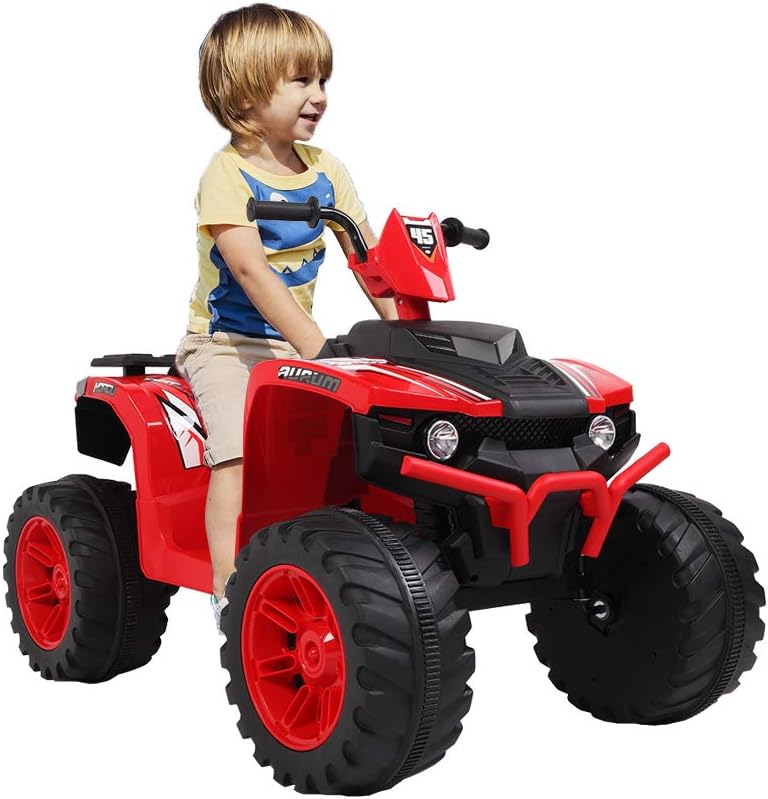 ATV para niños, vehículo eléctrico de doble unidad de 12 V con batería – Coche de juguete motorizado de 4 ruedas para 3 a 7 años – Vehículo todo