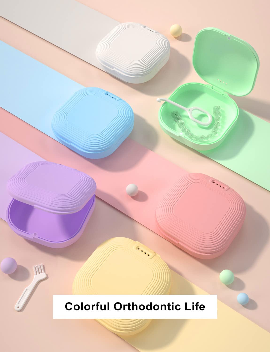 HEMILAB Funda de retención, funda delgada con orificios de ventilación, compatible con Invisalign, funda protectora bucal, bonita funda de retención