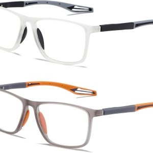 Gafas de lectura para hombre, 2 pares, estilo deportivo, cómodas y flexibles, con bloqueo de luz azul, lectores para hombres Gafas de lectura para hombre, 2 pares, estilo deportivo, cómodas y flexibles, con bloqueo de luz azul, lectores para hombres