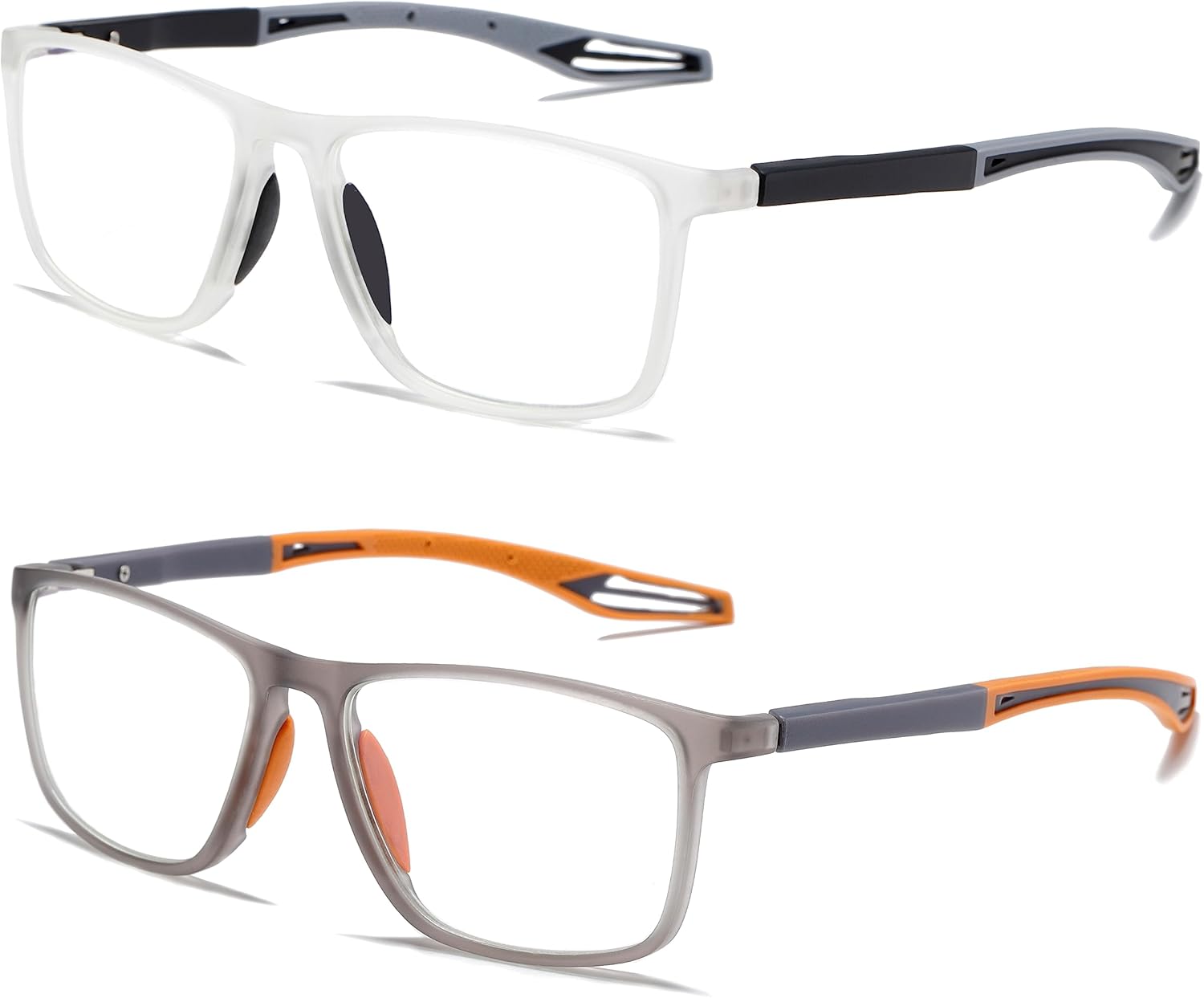 Gafas de lectura para hombre, 2 pares, estilo deportivo, cómodas y flexibles, con bloqueo de luz azul, lectores para hombres