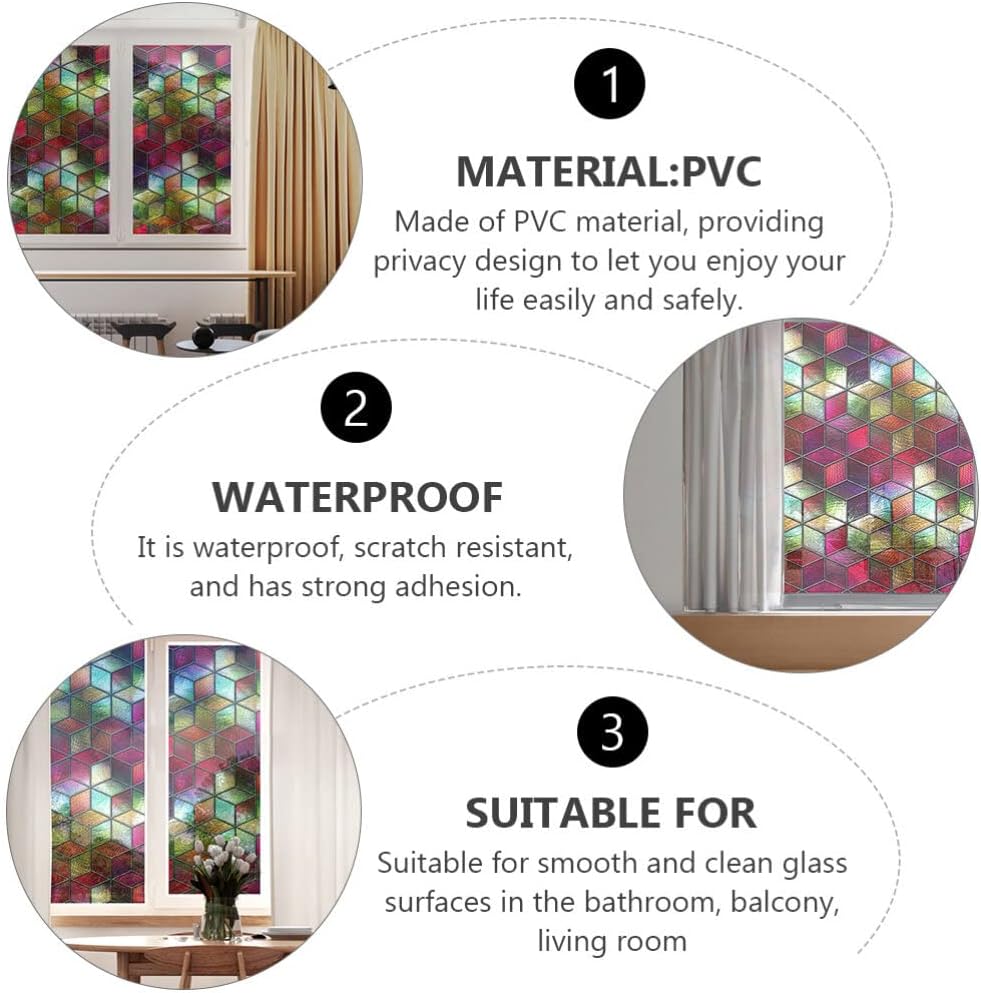HOMSFOU Calcomanías estáticas para ventana de ventana, calcomanías de ventana de vitrales, adhesivos estáticos de vinilo 3D para ventana, ventana