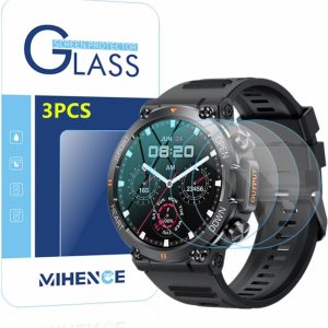 Protector de pantalla compatible con reloj inteligente K56 Pro de 1.39 pulgadas, película protectora de vidrio templado 9H compatible con EIGIIS Protector de pantalla compatible con reloj inteligente K56 Pro de 1.39 pulgadas, película protectora de vidrio templado 9H compatible con EIGIIS