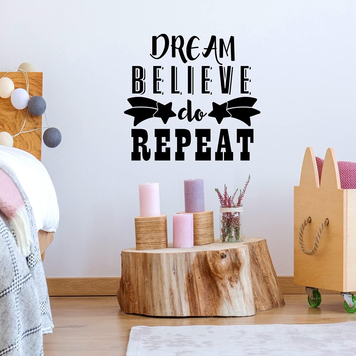 VWAQ Dream Believe Do Repeat Motivational Wall Decal (22″H X 23″W, Black)