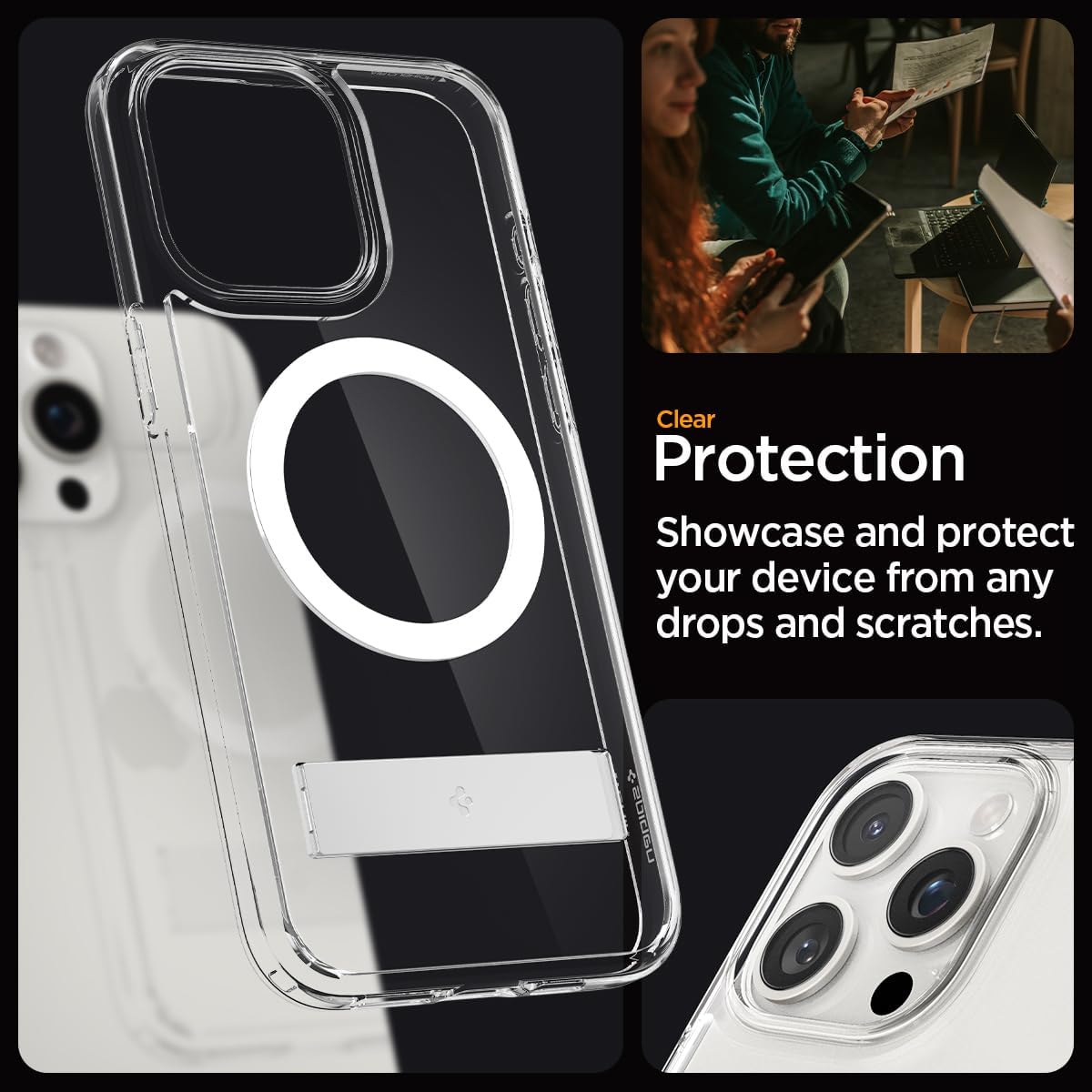 Spigen Funda magnética ultra híbrida S MagFit diseñada para iPhone 15 Pro Max, antiamarilleo protección de grado militar soporte compatible con