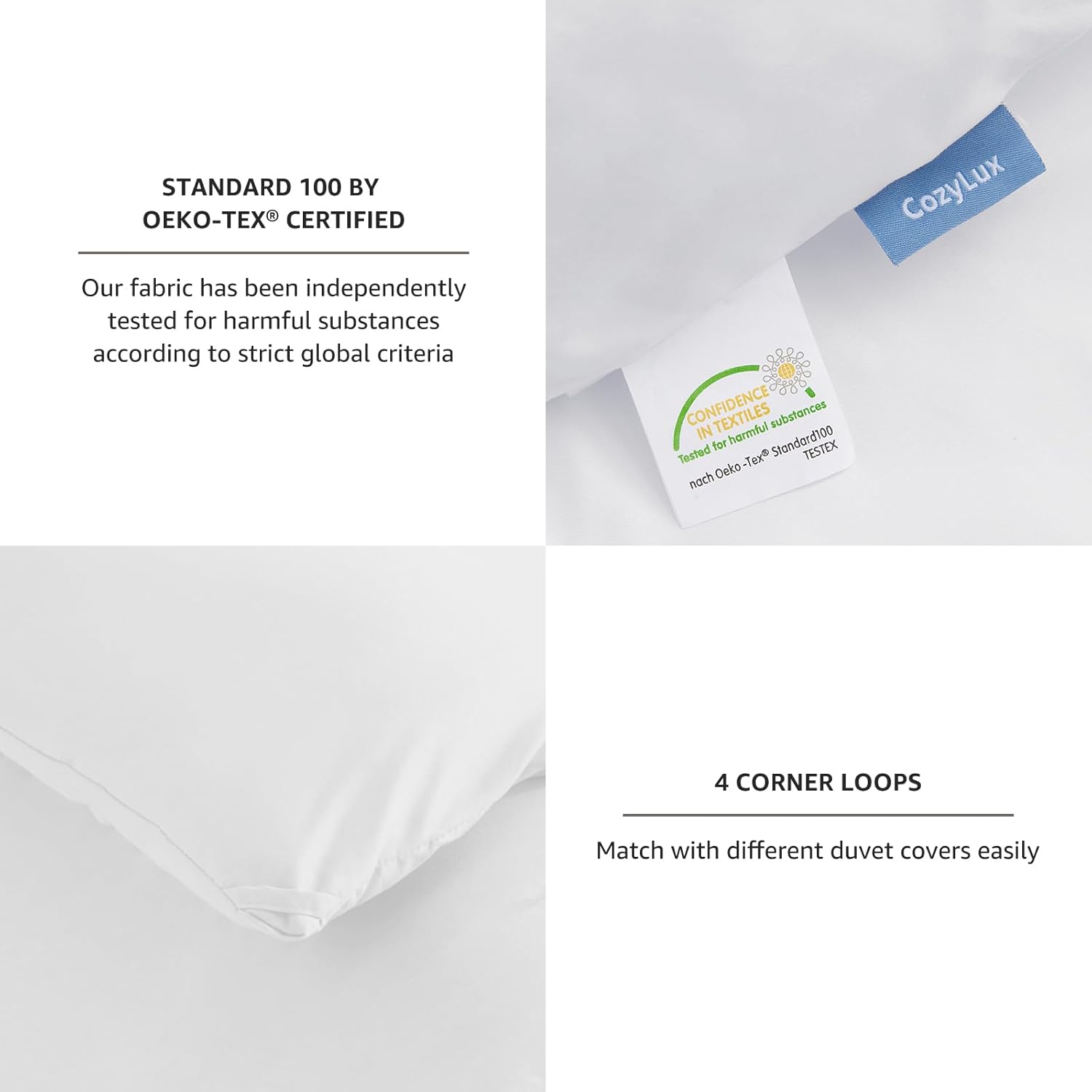 CozyLux Juego de edredón blanco tamaño King, juego de ropa de cama de 3 piezas, transpirable, acolchado, bohemio, edredón de microfibra suave y