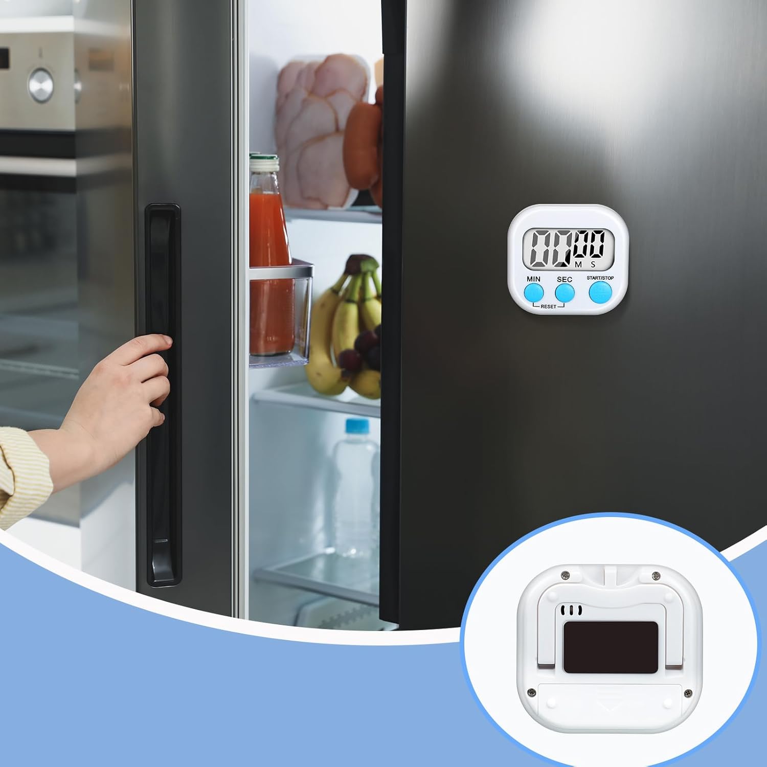 Kanayu Paquete de 48 temporizadores digitales de cocina, temporizadores digitales de cocina magnéticos multifuncionales, temporizador de cuenta