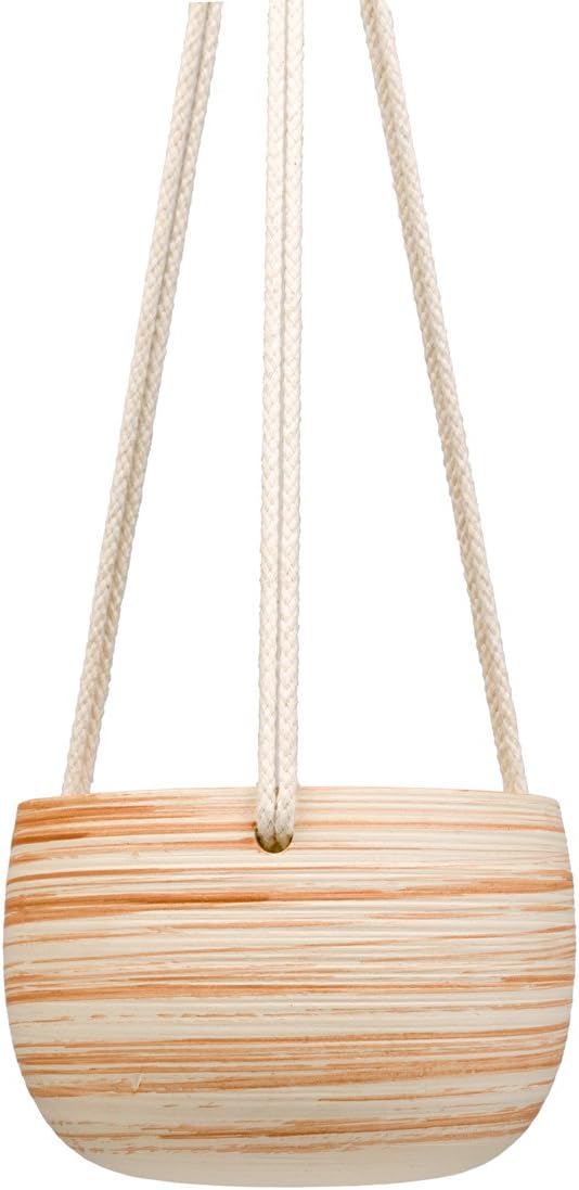 Mkono Macrame Macrame – Maceta de cerámica para colgar, tamaño pequeño, Moderno