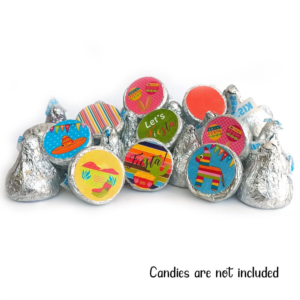 Fiesta Labels for Hershey’s Kisses Chocolates by Adore By Nat – Cinco De Mayo Festival Party Stickers – Set of 240