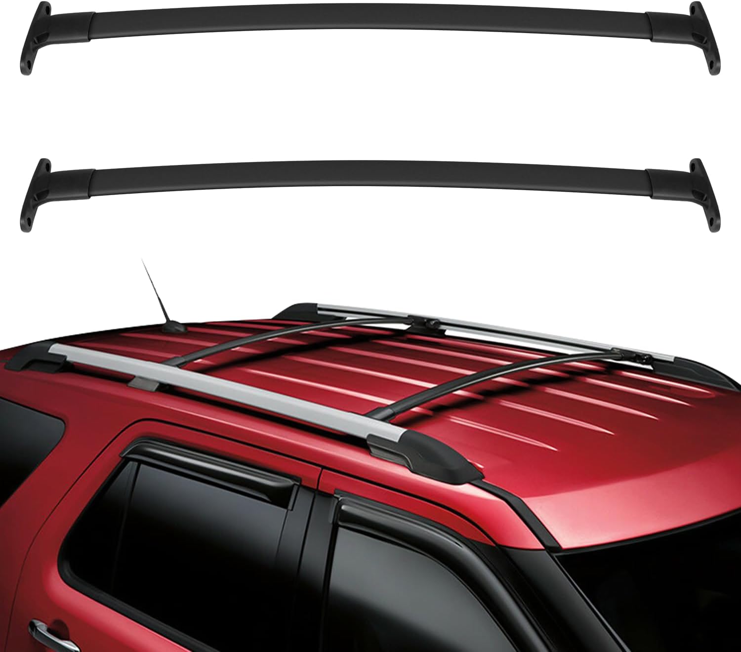 OCPTY Barras transversales para portaequipajes para Ford Explorer 2016, 2017, 2018, 2019, para bolsa de carga, equipaje, kayak, canoa, bicicleta,