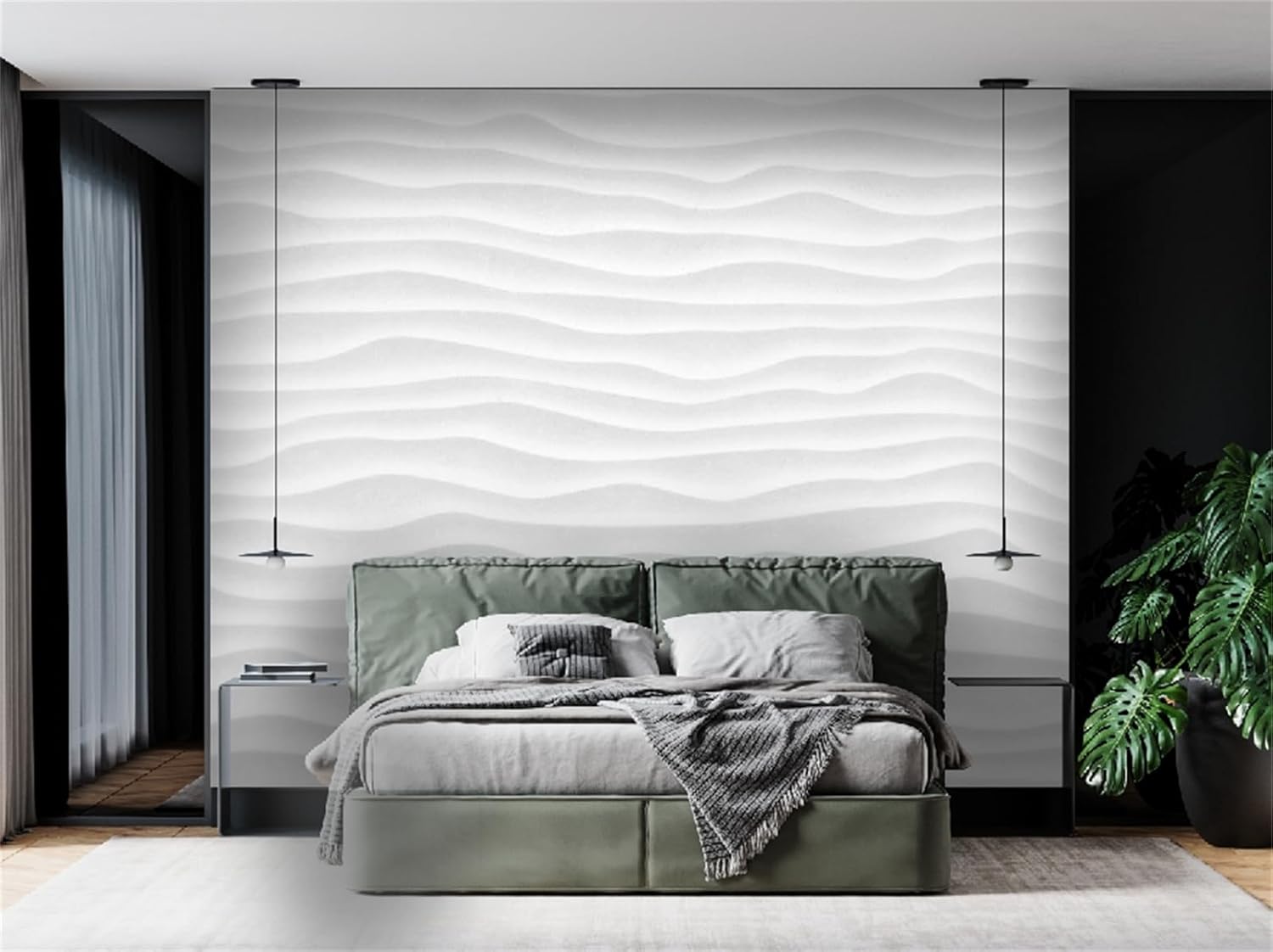 FLFK Papel tapiz autoadhesivo con patrón abstracto de ondas grises 3D, para despegar y pegar, para sala de estar, dormitorio, oficina, decoración de