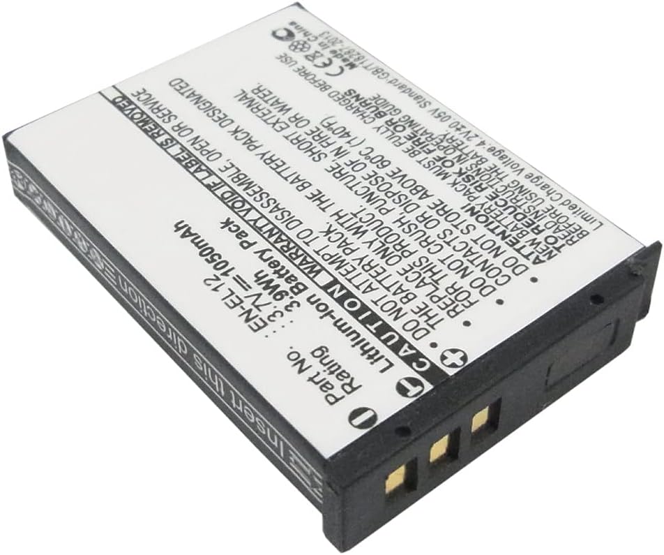 Synergy Digital Baterías de cámara, compatibles con cámara digital Nikon EN-EL12, (Li-ion, 3.7V, 1050mAh), repuesto para batería Nikon EN-EL12,