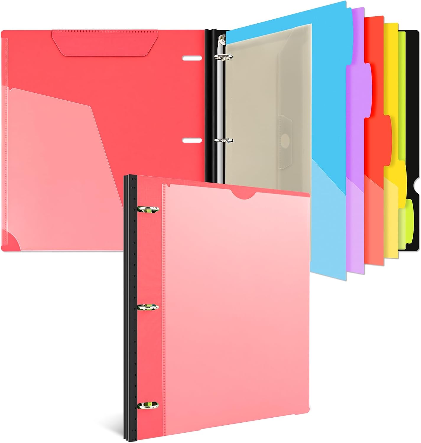 INFUN Carpeta organizadora telescópica de proyectos, carpeta de 13 bolsillos y 3 anillos de 1 pulgada con cubierta frontal personalizable, divisor