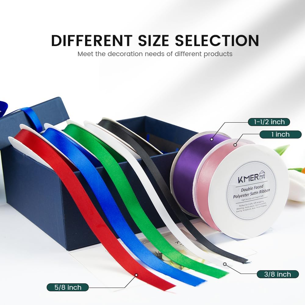 Cinta de satén negro de doble cara de color sólido de 38 pulgadas x 50 yardas, uso para ramo de lazos, envoltura de regalos, arreglos florales