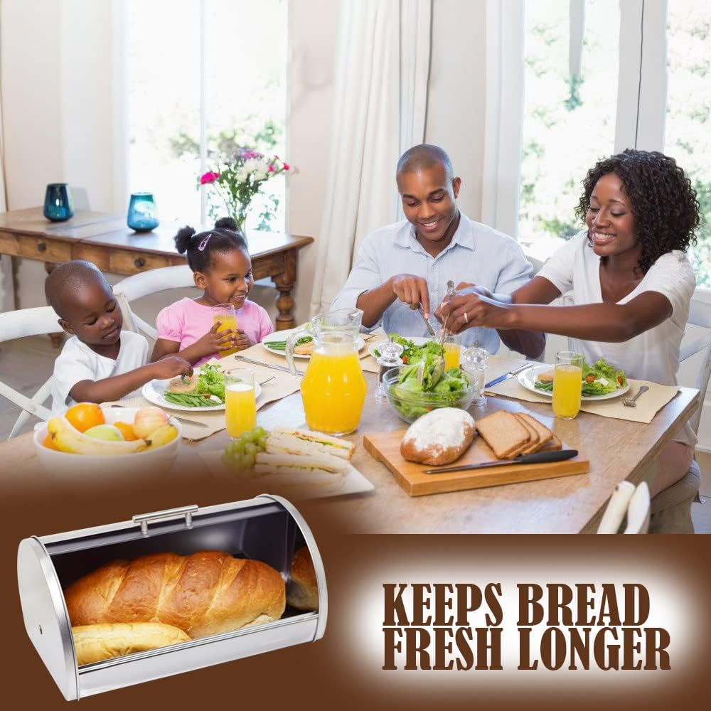 Galashield Panera para encimera de cocina  Contenedor de almacenamiento para pan  Panera de acero inoxidable con parte superior enrollable de