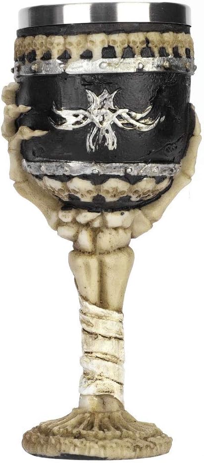 Copa de vino con diseño de calavera de 7 onzas, diseño de esqueleto medieval, copa de cáliz de vino, globo gótico de sacrificio de acero inoxidable,