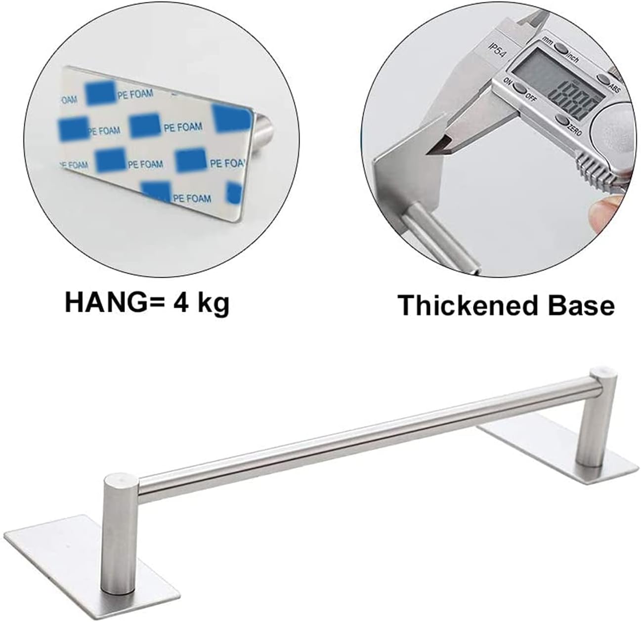 NearMoon toallero de barra autoadhesivo de acero inoxidable para baño, soporte para colgar toallas en la pared, estilo contemporáneo, sin