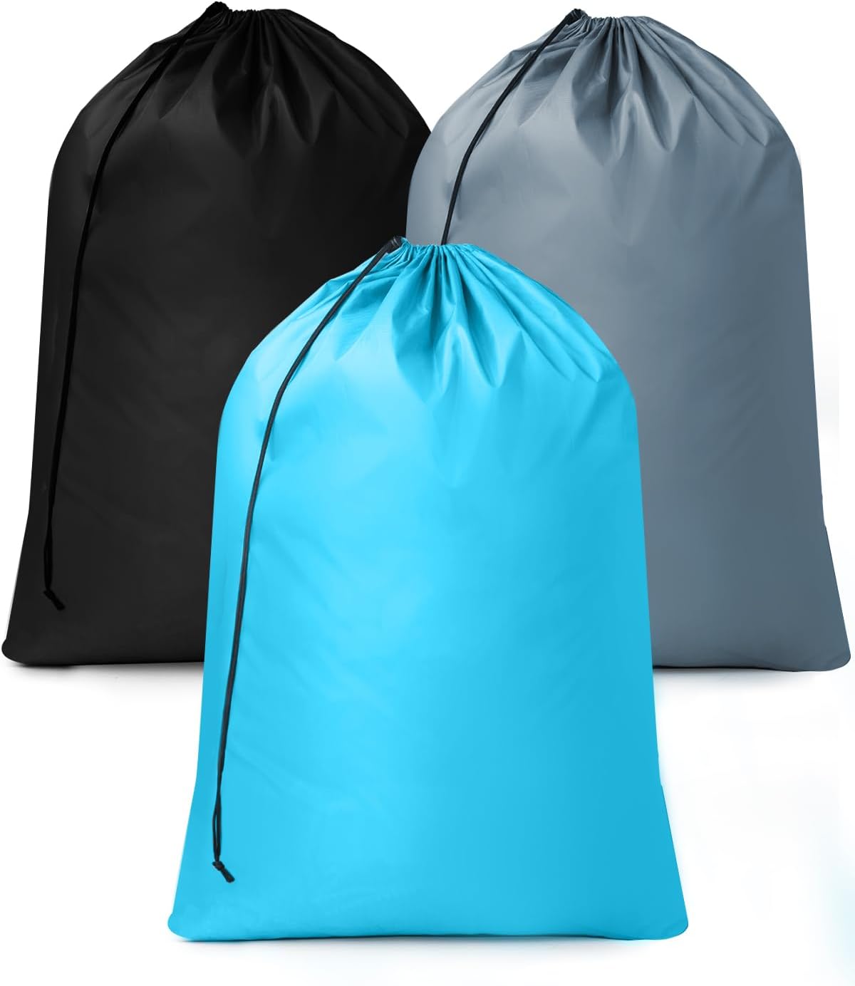 Bolsas de lavandería de viaje, paquete de 3 bolsas grandes para ropa sucia, bolsa de lavandería con cordón, bolsa de lavandería impermeable, bolsa