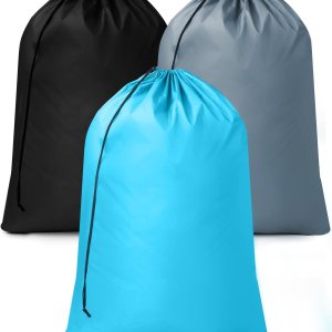 Bolsas de lavandería de viaje, paquete de 3 bolsas grandes para ropa sucia, bolsa de lavandería con cordón, bolsa de lavandería impermeable, bolsa Bolsas de lavandería de viaje, paquete de 3 bolsas grandes para ropa sucia, bolsa de lavandería con cordón, bolsa de lavandería impermeable, bolsa