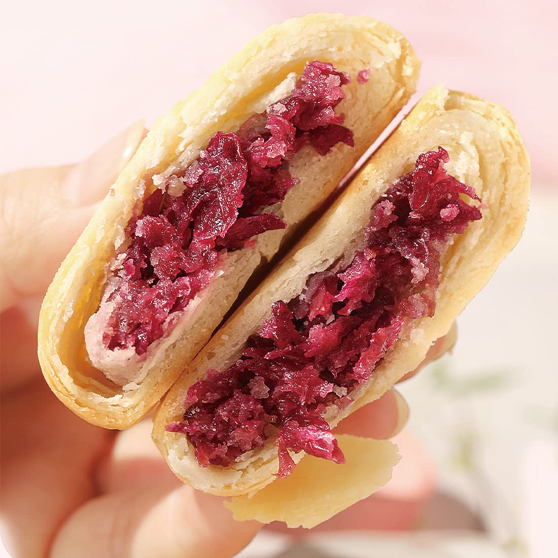 Yunnan – Pastel de flores de rosas de 10.58 onzas, pastel crujiente con relleno de rosas, pastel de flores especiales Yunnan Sabor original, Xian