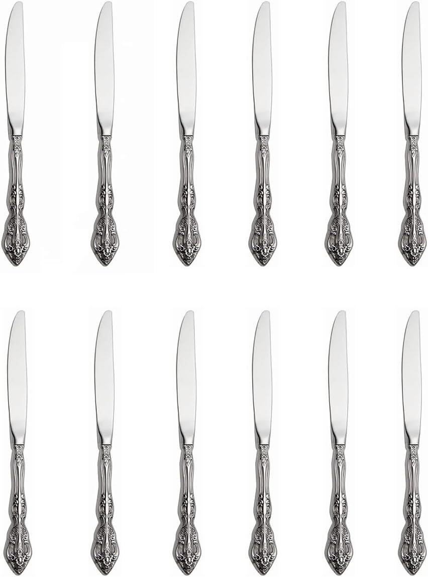 Aimilan Cuchillos de cena de 12 piezas, cuchillos de cubiertos finos Michelangelo, cuchillos de cubiertos de lujo, cuchillos de acero inoxidable