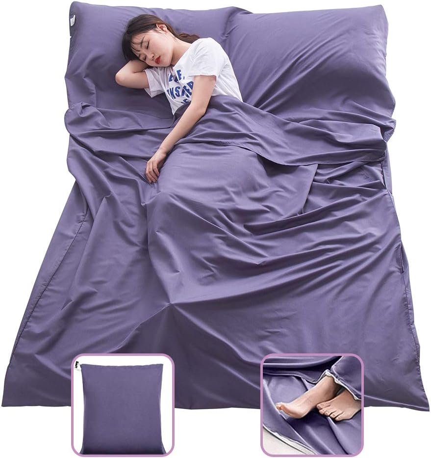 Saco de dormir ligero compacto saco de dormir portátil limpio hoja de viaje camping cama para mochileros hotel senderismo
