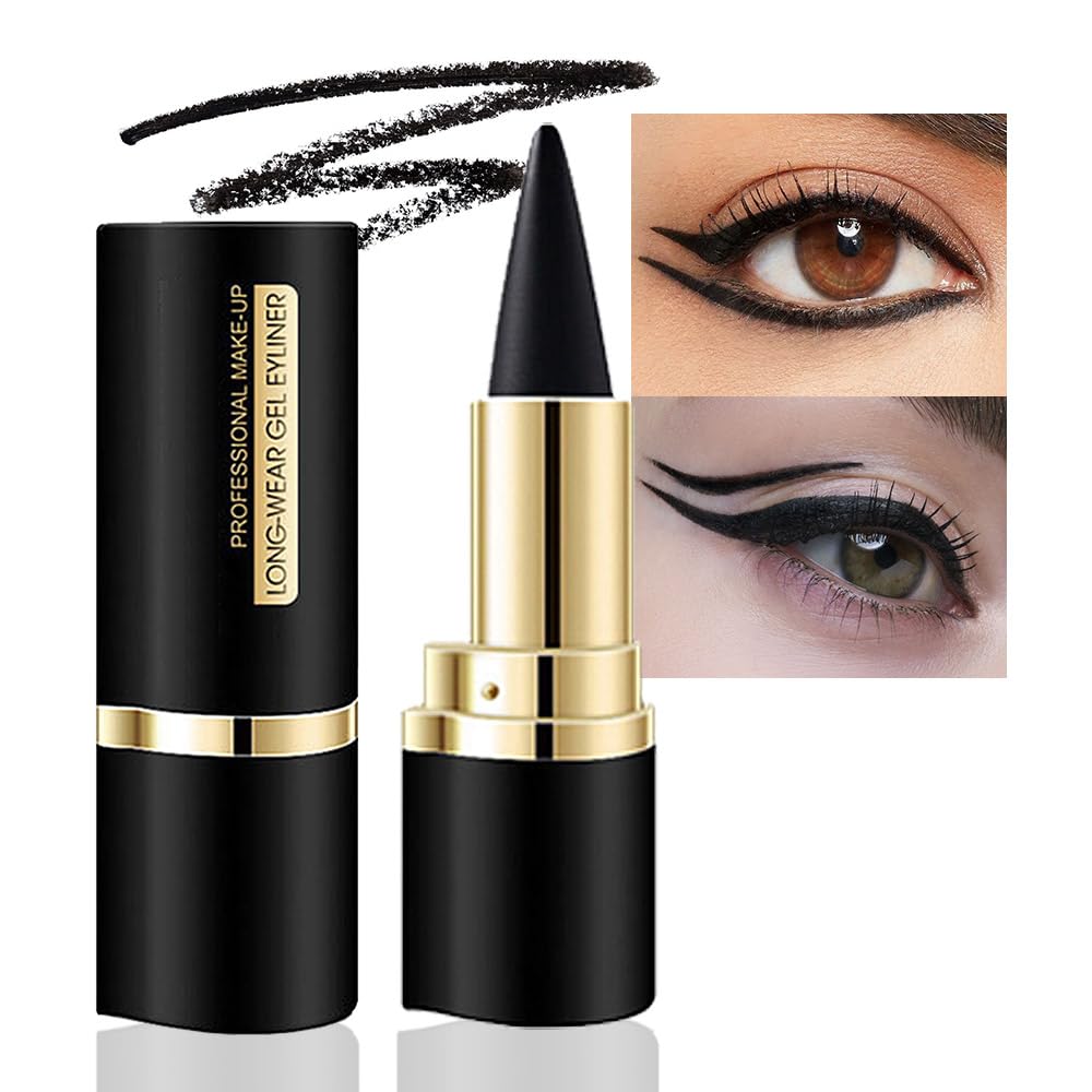 Kaely Lápiz delineador de ojos de gel negro, lápiz delineador de ojos impermeable mate, lápices de lápices de ojos, delineador de ojos de gato,