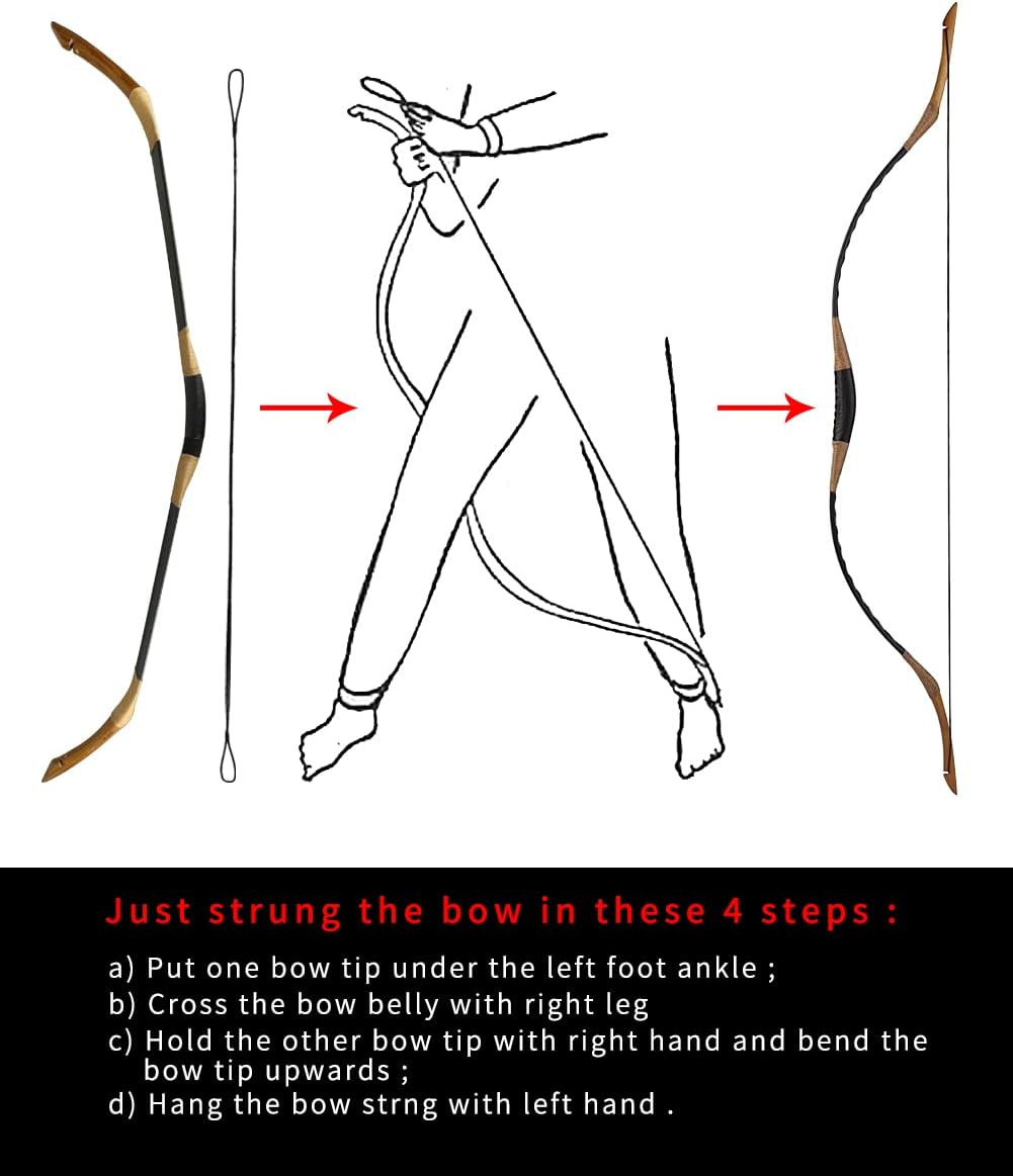 Juego de arco recurvo tradicional para adultos, juego de arco y flecha de caza para principiantes con 5 flechas de carbono para práctica
