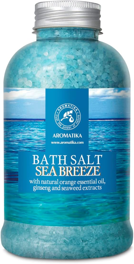 Bath Salt Sea Breeze de 21.16 onzas con aceites esenciales naturales, naranja, ginseng y algas marinas, lo mejor para un buen sueño, relajante,