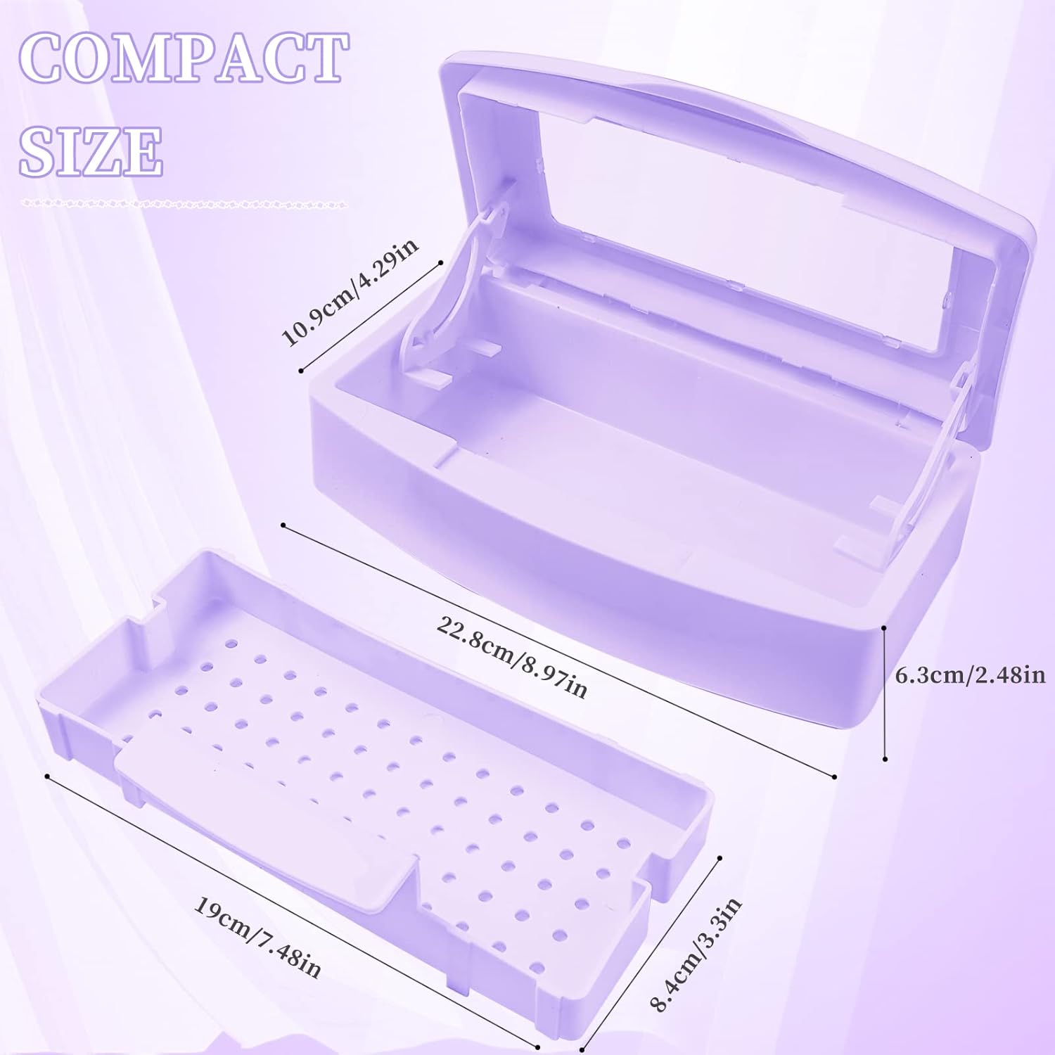 Caja esterilizadora de herramientas de uñas, bandeja de esterilización de plástico, caja de esterilización de plástico organizador de almacenamiento