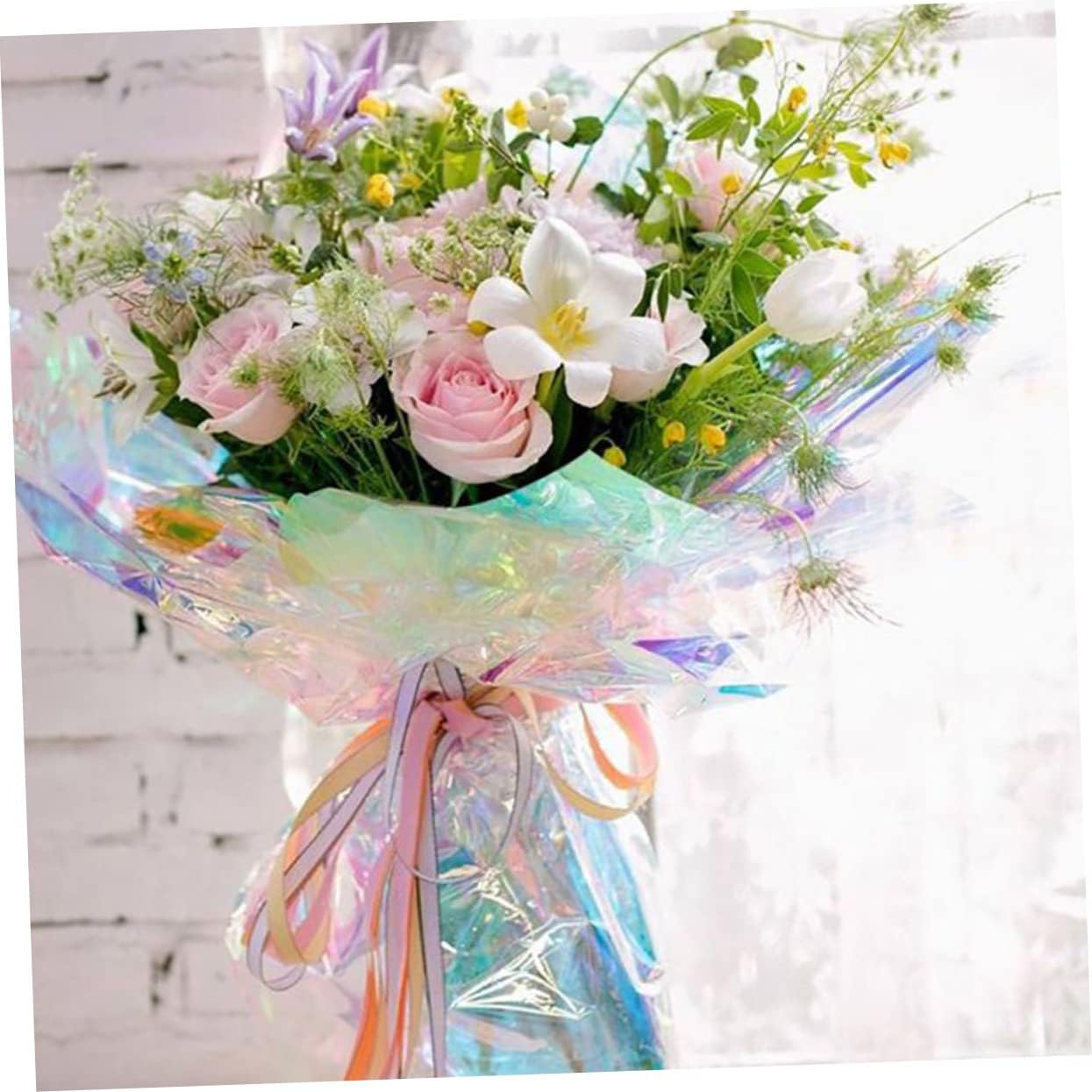 EXCEART 60 Pcs Rainbow Glossy Film Cellophane Packing Paper Candy Package Paper Cellophane Paper Gift Wrapping Paper Clear Film Flower Gifts Florist