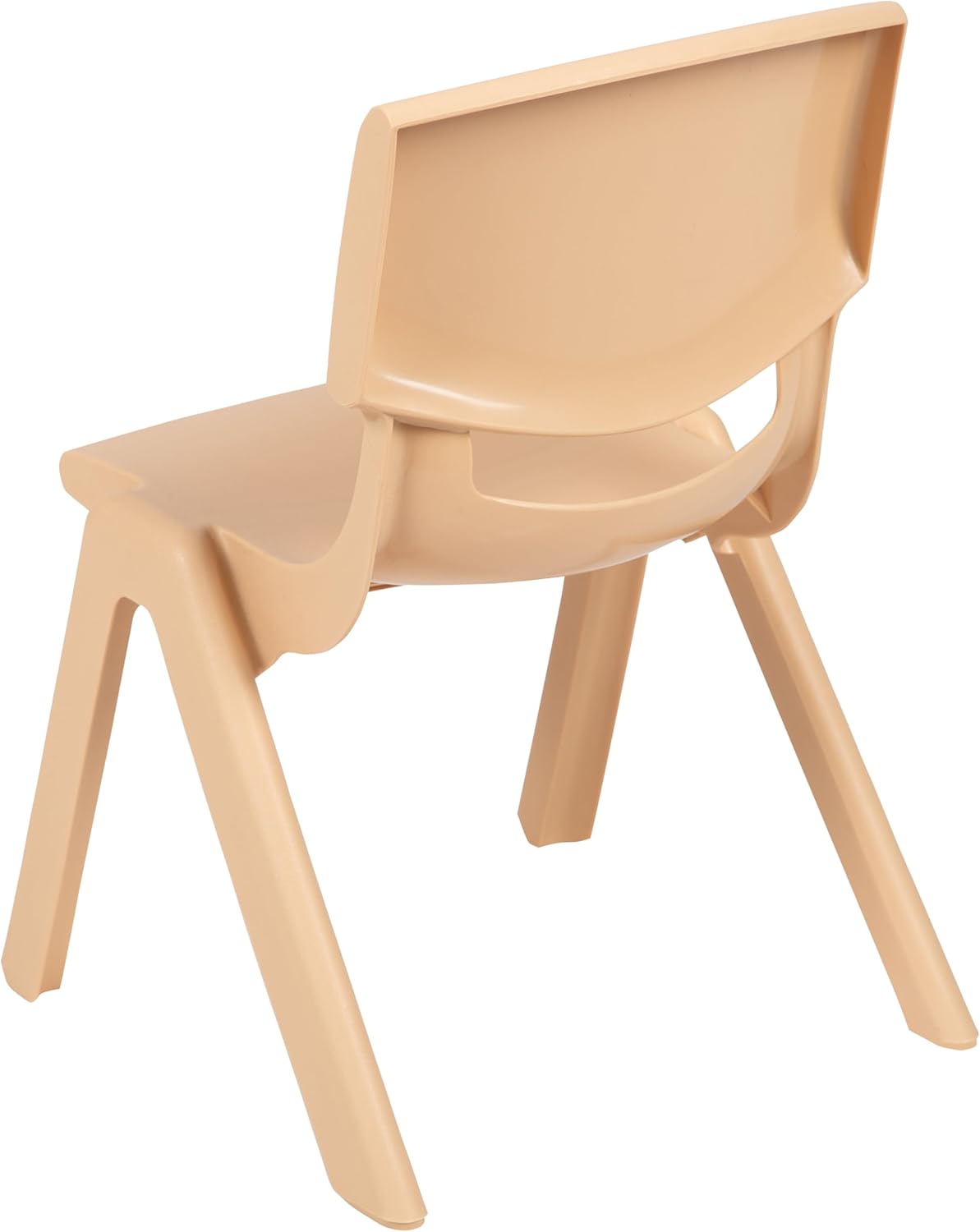EMMA + OLIVER Paquete de 4 sillas escolares apilables de plástico natural con asiento de 10.5 pulgadas de alto, silla preescolar