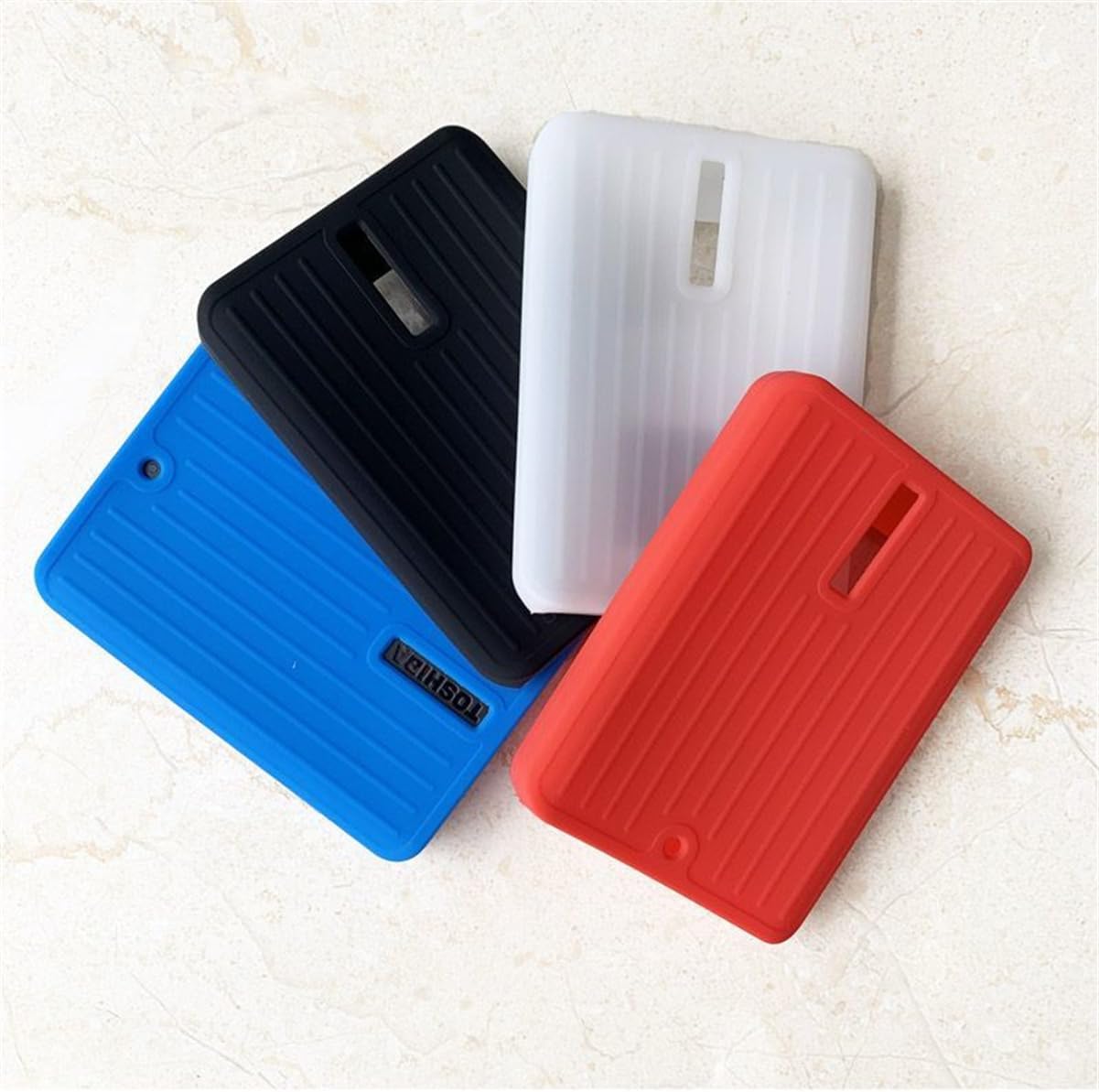 Paquete de 2 fundas protectoras de silicona suave compatibles con Toshiba Canvio Basics A5 1TB 2TB disco duro externo portátil, disco duro, a prueba