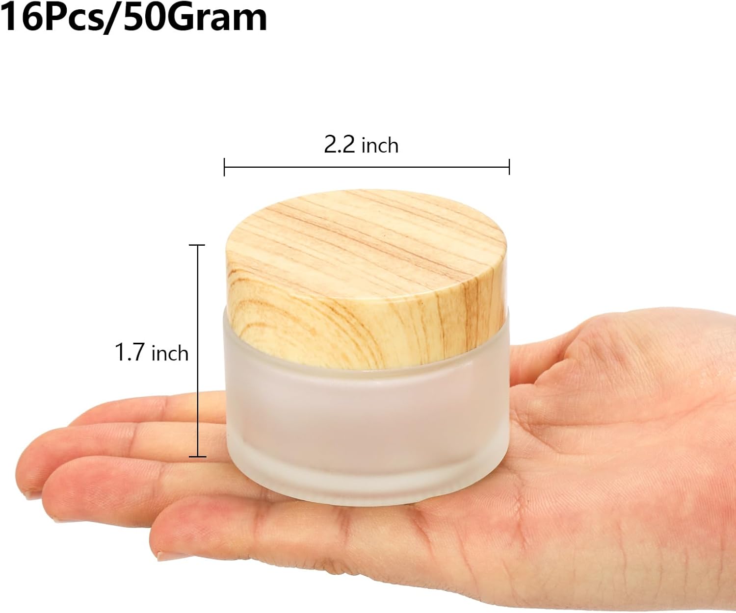 ZENFUN 16 recipientes de vidrio para cosméticos de 1.76 oz1.7 fl oz con tapas, botella de vidrio esmerilado de 1.7 onzas, pequeños frascos de