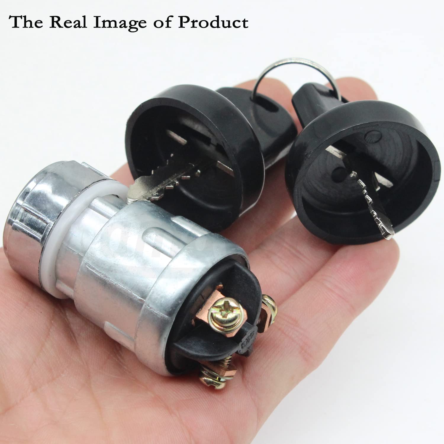 Amavoler Interruptor de arranque universal de 3 cables con 2 llaves de repuesto para motocicleta, scooter, camión, tractor, carretilla elevadora,