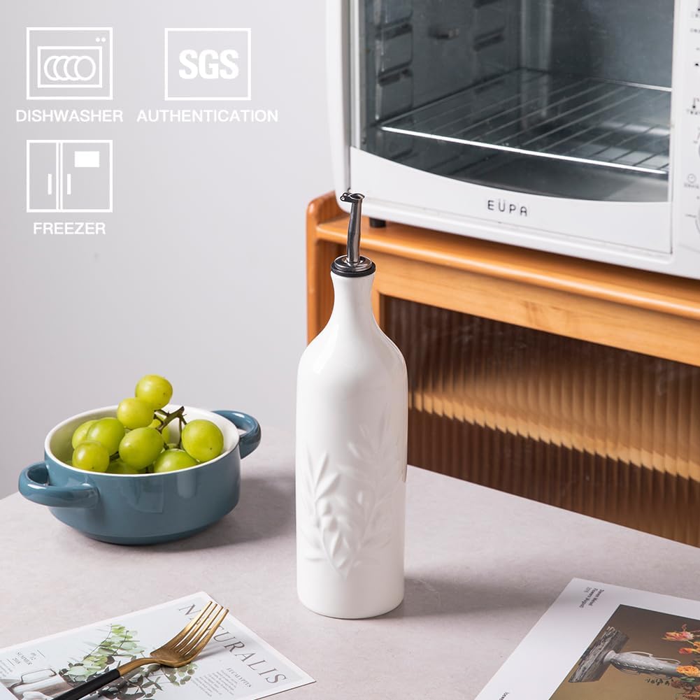 Sweejar Botella dispensadora grande de aceite de oliva de cerámica, 24 onzas, aceite opaco para aliviar la oxidación, aceite de almacenamiento,