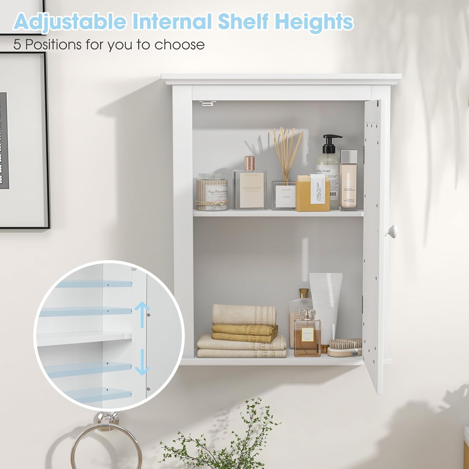 Safeplus Versátil botiquín de baño montado en la pared con espejo, organizador de almacenamiento ajustable para sala de estar, dormitorio, entrada,