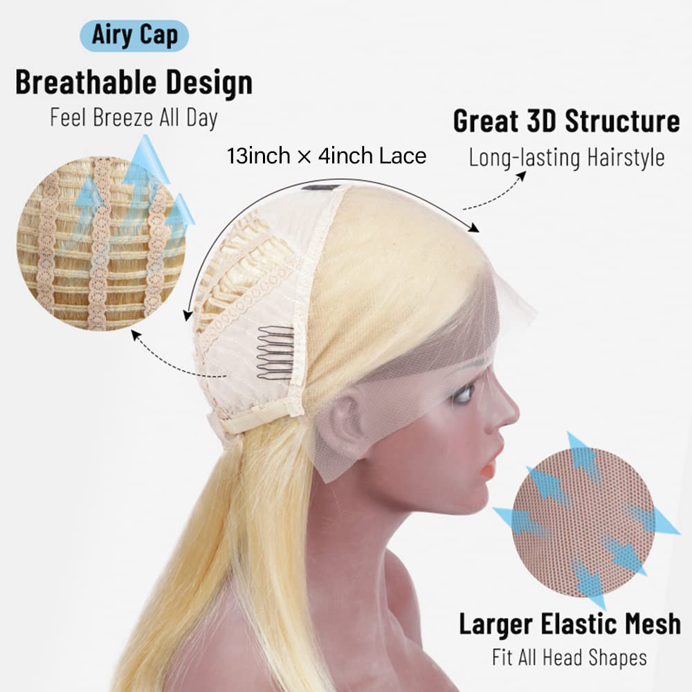 Lzlefho Pelucas cortas estilo Bob con encaje frontal de 13 x 4, cabello humano virgen brasileño sin pegamento, cabello humano virgen brasileño 613,