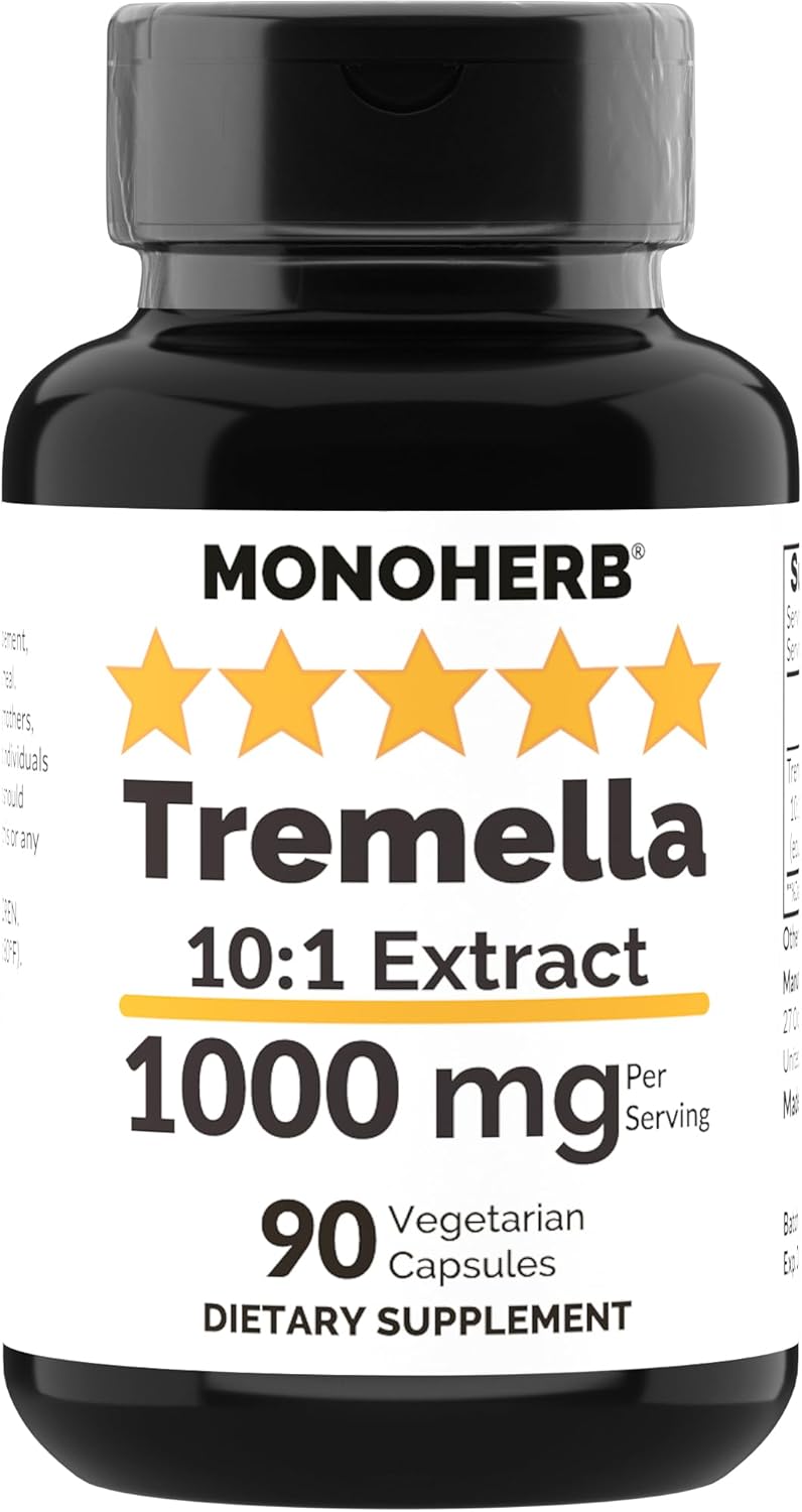 MONOHERB Extracto de hongos Tremella 1000 mg – 90 Cápsulas Vegetarianas