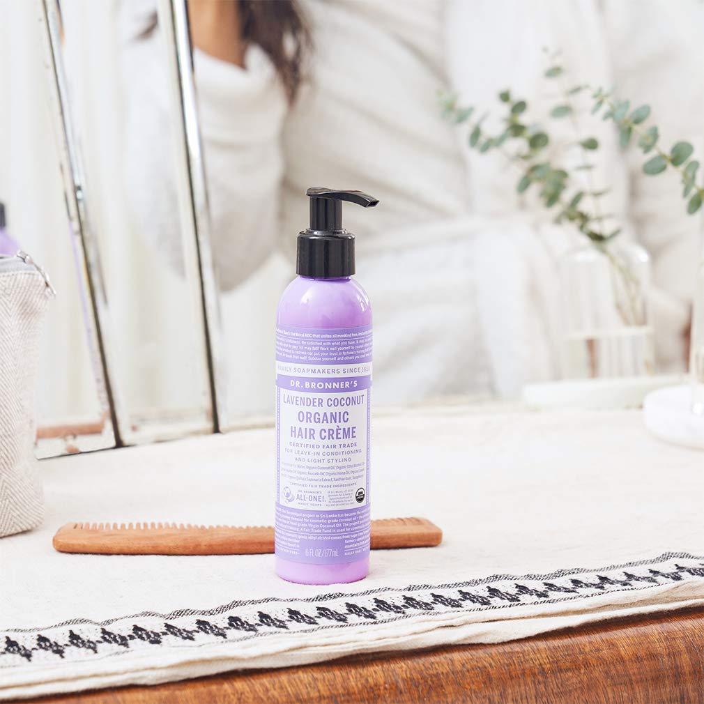 Dr. Bronner’s – Crema orgánica para el cabello (menta, 6 onzas, paquete de 2) – Acondicionador sin enjuague y crema de peinado, hecha con aceites