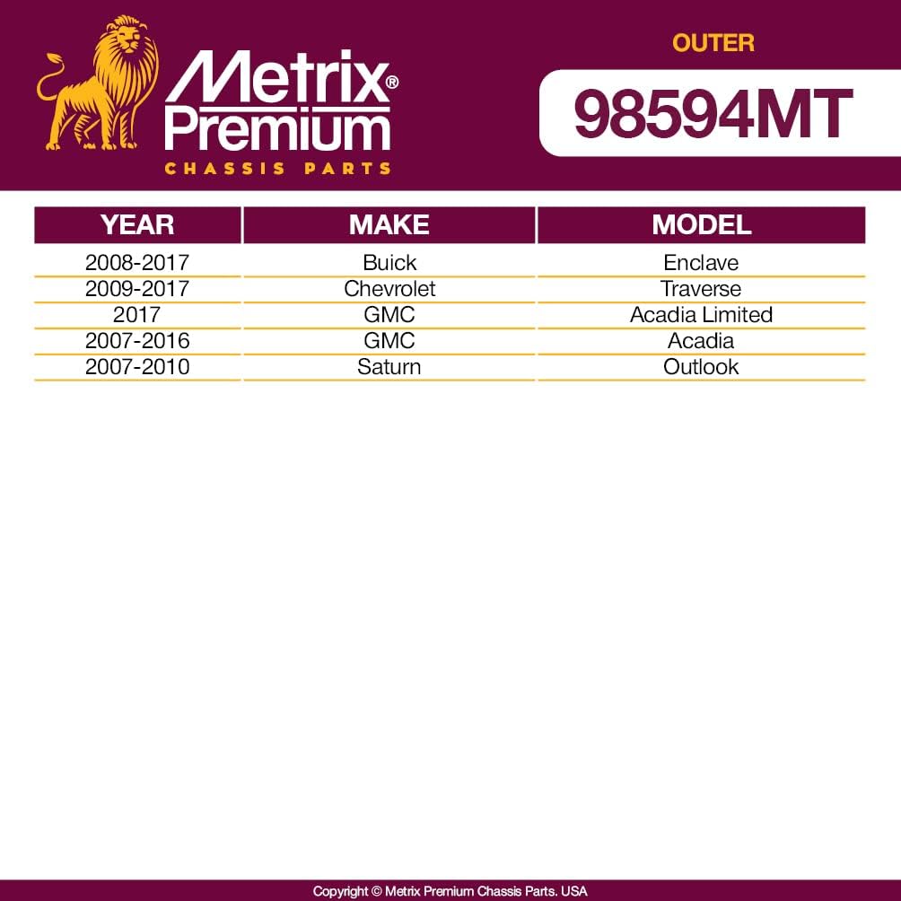 Metrix Premium – 2 extremos de barra de acoplamiento exteriores ES800286 para Buick Enclave 2008-2017, Chevrolet Traverse 2009-2017, GMC Acadia