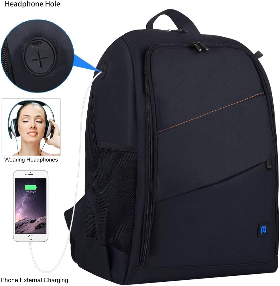 Mochilas para cámara para fotógrafos, bolsa de hombro impermeable, gran capacidad, estuche negro para cámara, regalo para fotógrafos de hombres