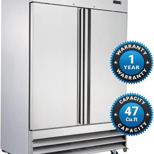 Smad Refrigerador comercial de 48 pulgadas de ancho, refrigerador vertical de 2 secciones con puerta sólida para restaurante, bar, tienda, 47 pies Smad Refrigerador comercial de 48 pulgadas de ancho, refrigerador vertical de 2 secciones con puerta sólida para restaurante, bar, tienda, 47 pies