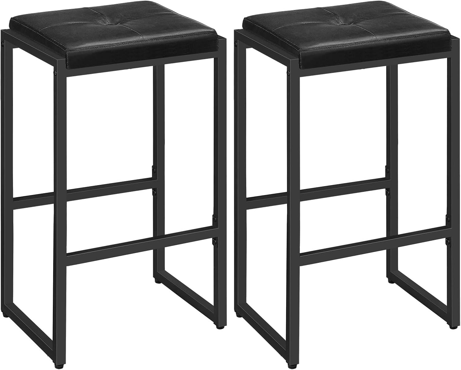 Taburetes de bar, juego de 2 sillas de bar, taburetes de desayuno tapizados de piel sintética de 26 pulgadas, taburetes de bar de altura de