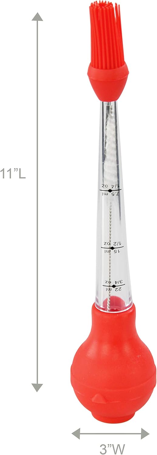 HOME-X Baster de silicona para alimentos con aguja intercambiable y cepillo para salsa, cepillo de limpieza incluido, 11 pulgadas de largo x 3