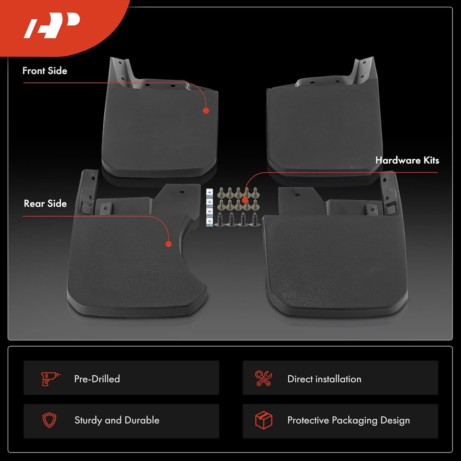 A-Premium Juego de 4 protectores contra salpicaduras con kit de herramientas compatibles con Jeep Gladiator, WillysSport, 2023 2024, camioneta de
