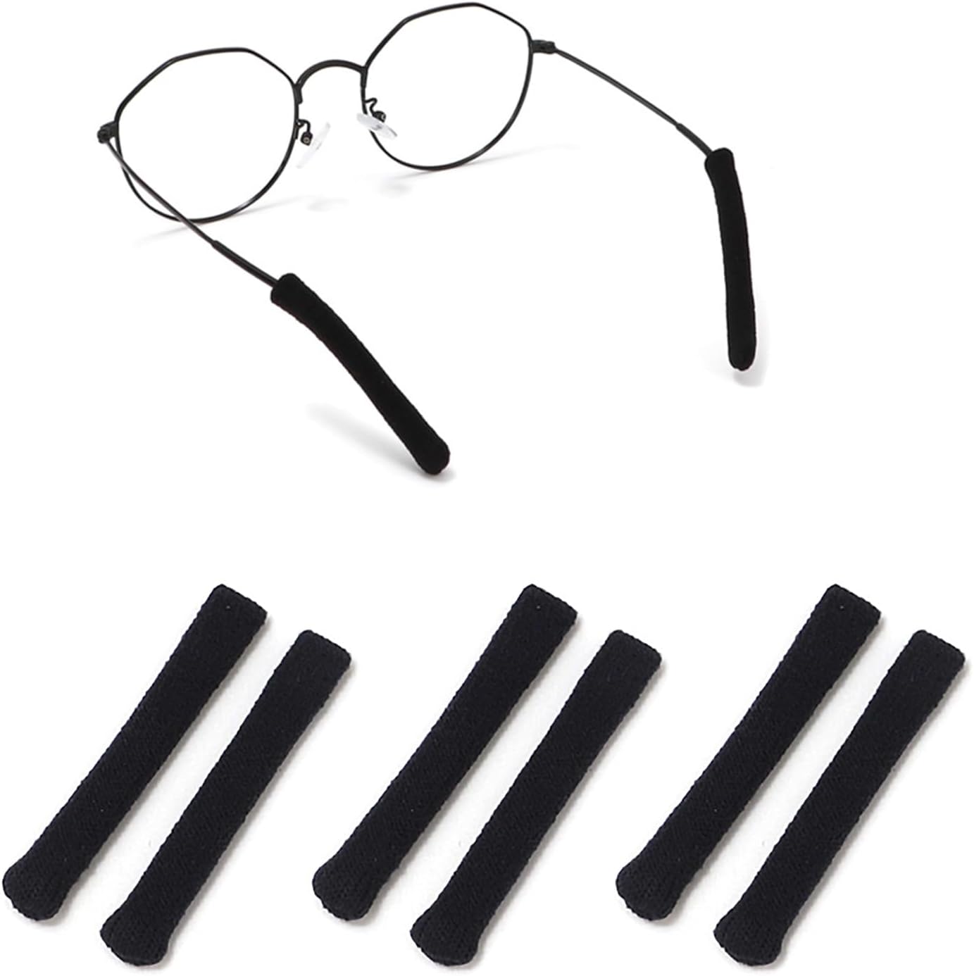 Lentes de algodón de punto suave mejorado, agarre para las orejas, puntas de las patillas, retenedor de manga, elástico antideslizante y cómodo para