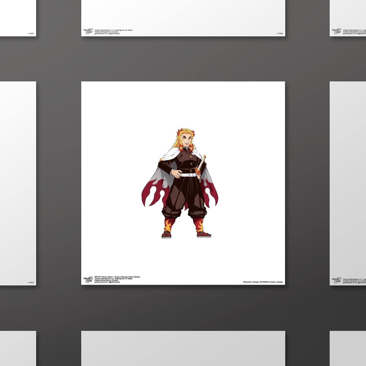 Trends International Gallery Pops Demon Slayer – Arte de pared Kyojuro Rengoku Flame Hashira, versión sin marco, 12 x 12 pulgadas