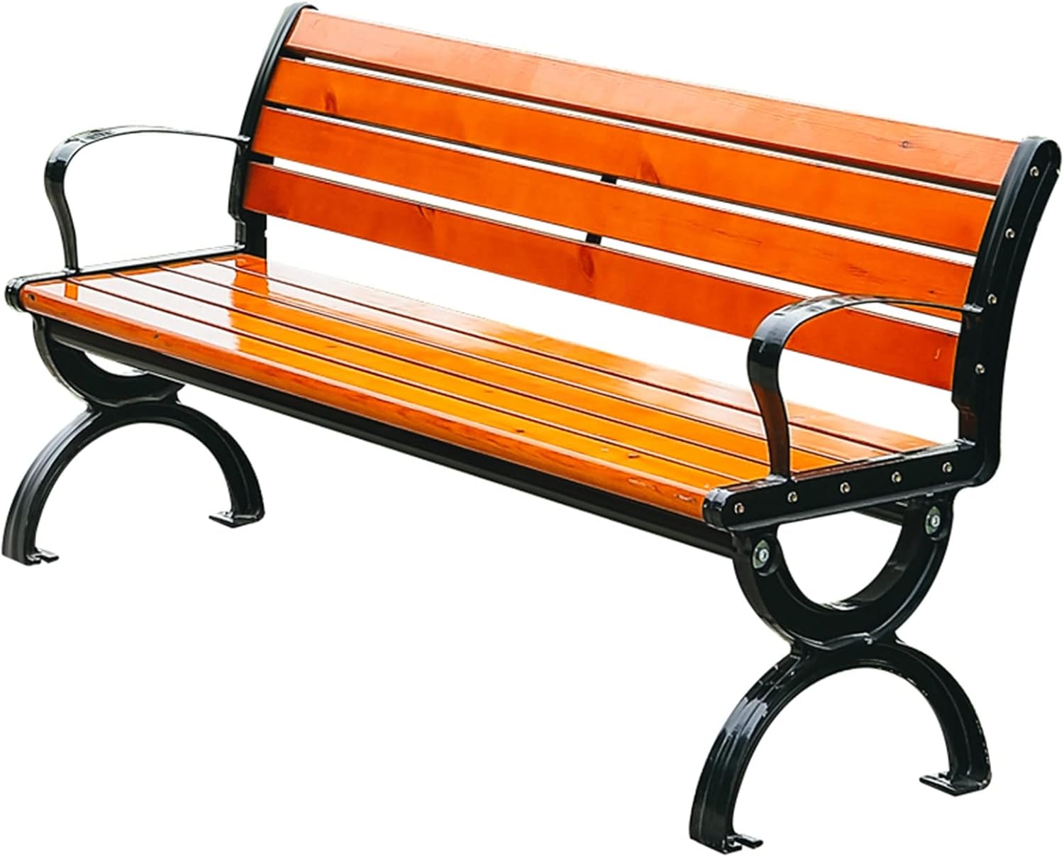 Bancos de aluminio fundido para exteriores, de madera preservativa de 67 pulgadas (66.9 in), perfecto para patio trasero, césped, porche, camino