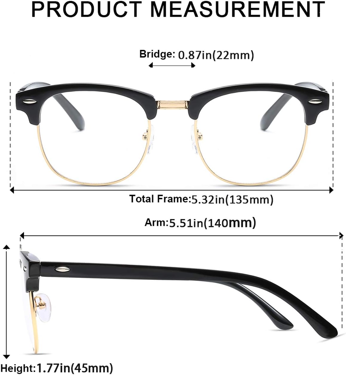 VEOFEMLEA Elegantes lentes de bloqueo de luz azul para computadora de medio marco el mejor compañero de tu ojo